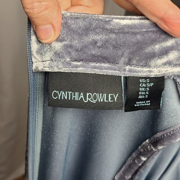 Cynthia Rowley Gray Blue Velvet Sleeveless Knee Length Dress Small - Picture 7 of 7